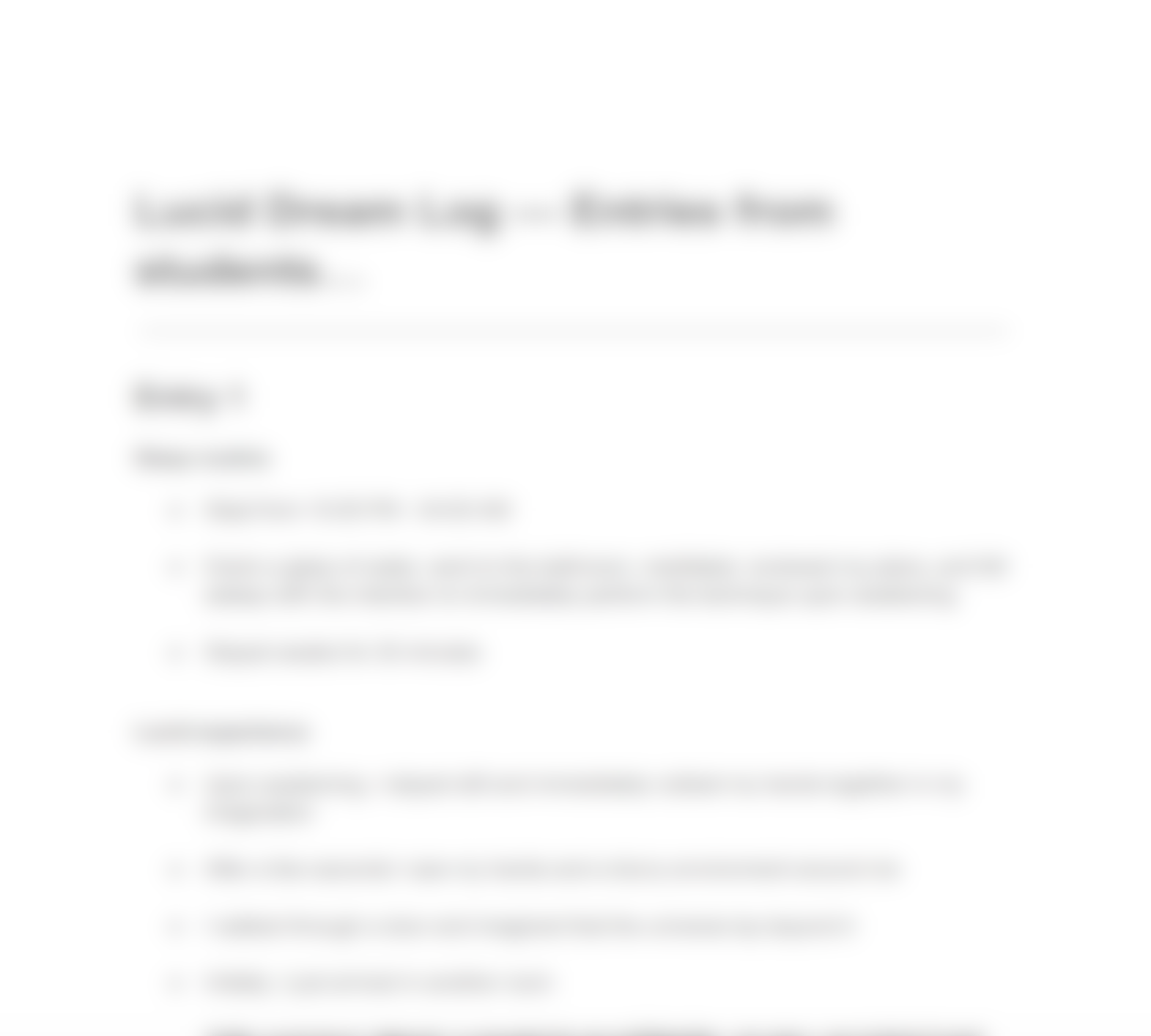 Lucid Dream Log — visual